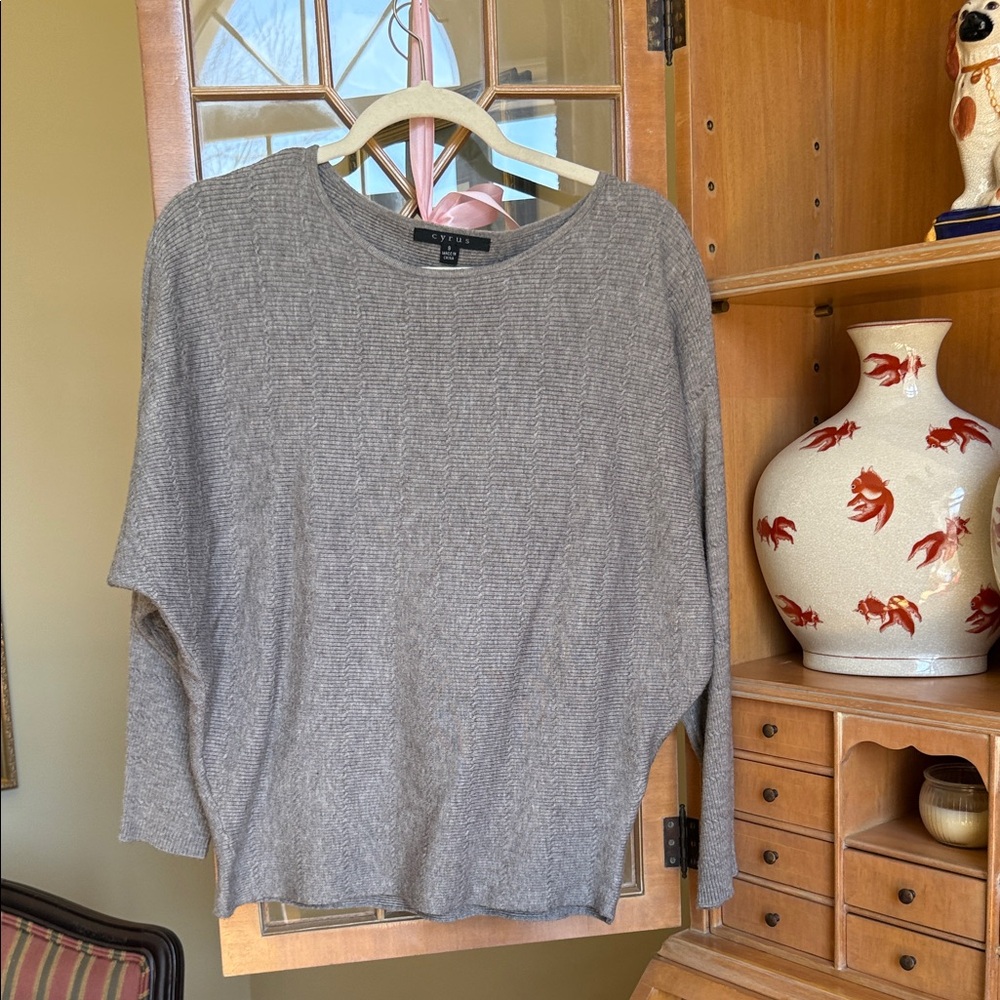 Cozy Gray Ribbed Knit Sweater